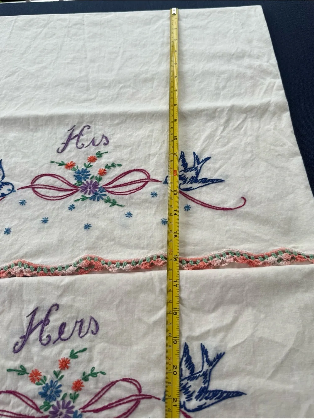 Hand-Embroidered VTG Pillowcase Set